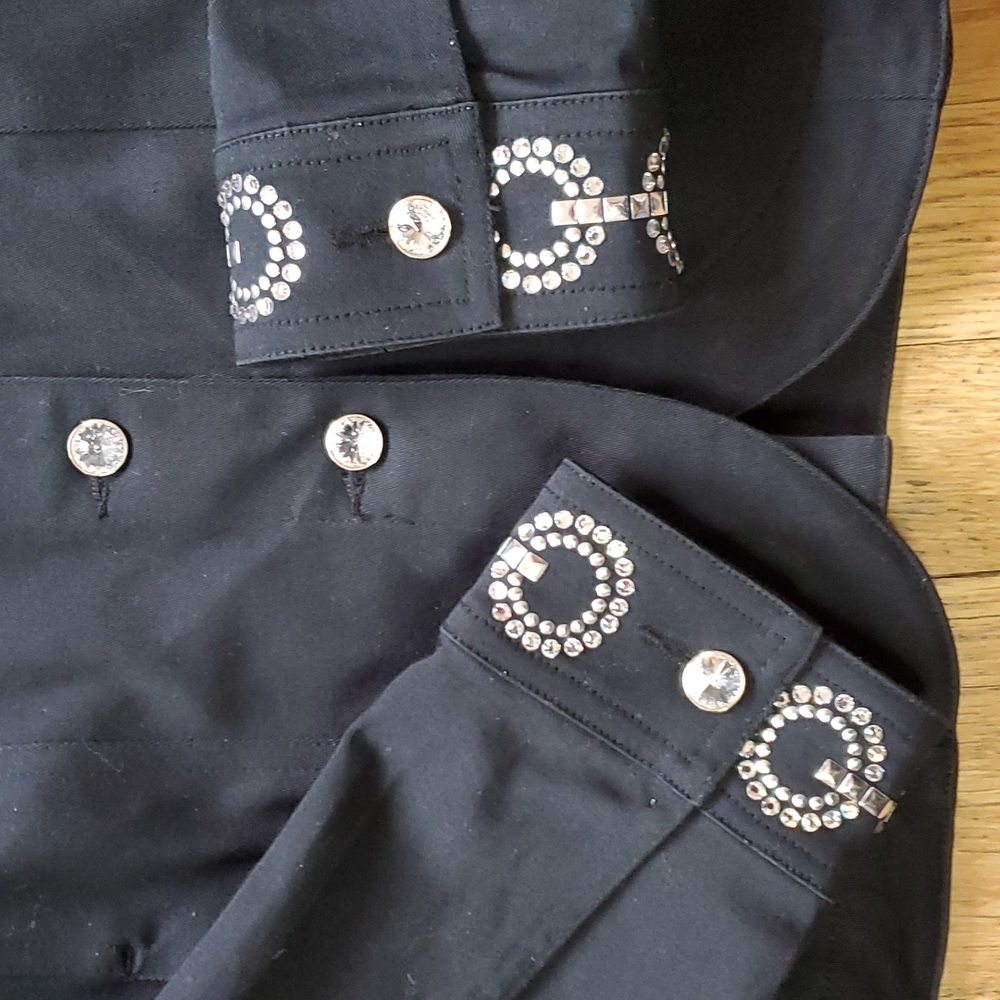 Christine Alexander Swarovski Crystal Denim Jacket M View 4